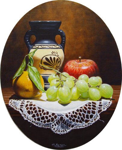 Fruits grecs en ovale // Greek fruits in oval by Jean-Pierre Walter, Painting for Sale on Singulart