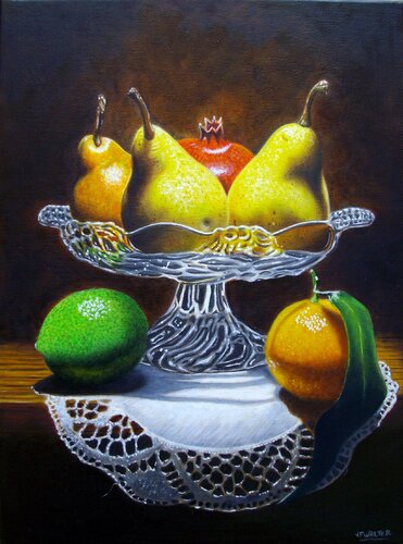 Compotier aux poires // Fruit bowl with pears by Jean-Pierre Walter, 회화 for Sale on Singulart