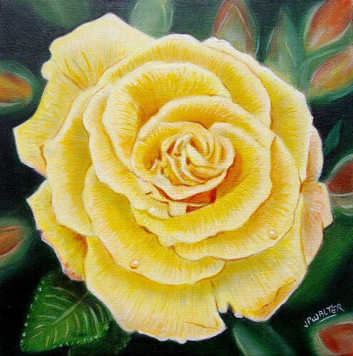 Rose au jardin // Rose in the garden by Jean-Pierre Walter, 회화 for Sale on Singulart