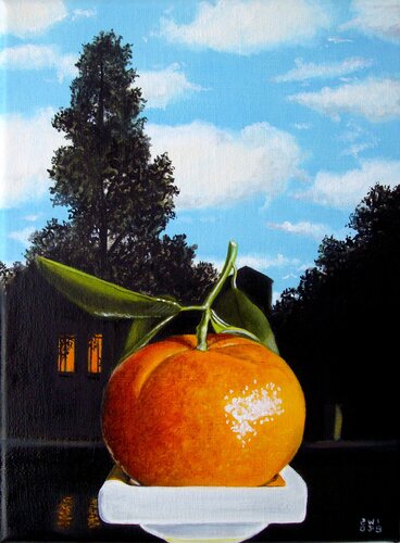 Ma clémentine chez Magritte by Jean-Pierre Walter, Painting for Sale on Singulart