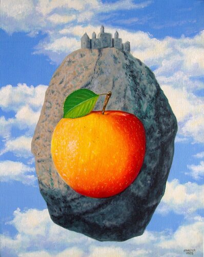 Ma pomme chez Magritte by Jean-Pierre Walter, Painting for Sale on Singulart