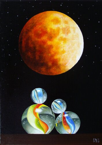 Des amoureux sous la Lune by Jean-Pierre Walter, Painting for Sale on Singulart