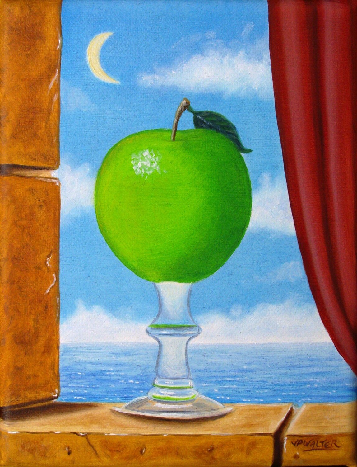 Verre pomme // Apple glass Jean-Pierre Walter Dipinto originale in vendita