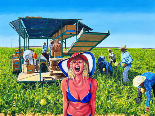 Cantaloupes won't pick themselves di Tony Smith, Pittura in vendita su Singulart
