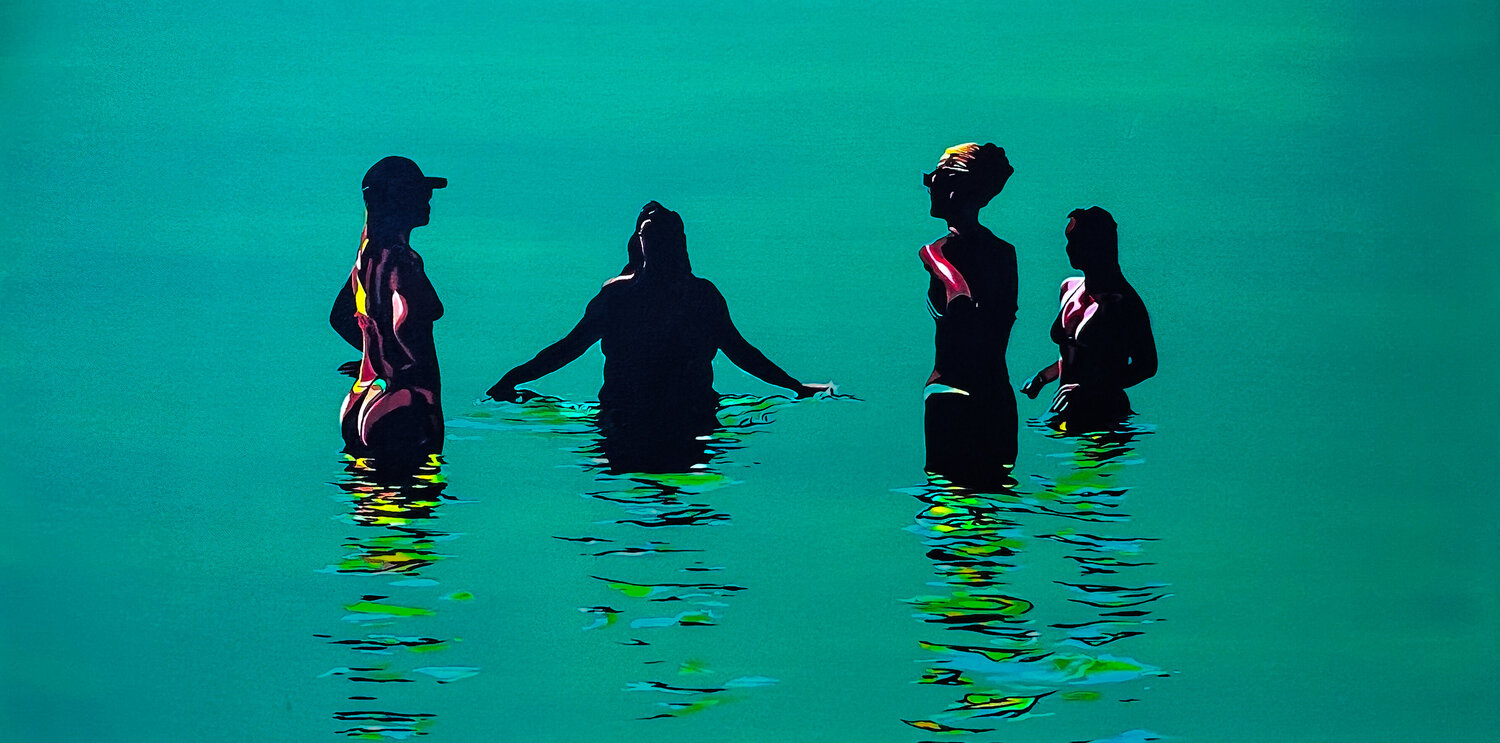 Summer Friends, Juan Les Pins Beach,  2025 Tony Smith Originalgemälde zu verkaufen