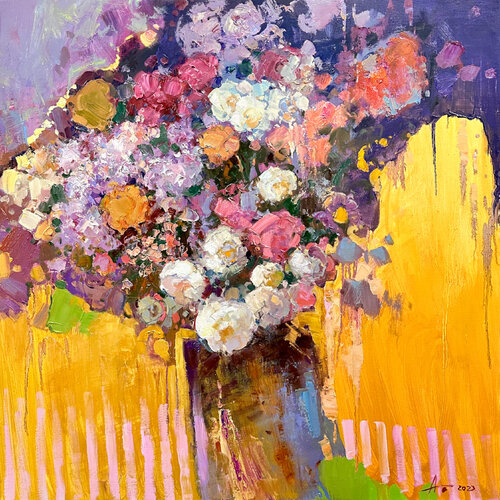 Bouquet on Gold di Andrei Belaichuk, Pittura in vendita su Singulart