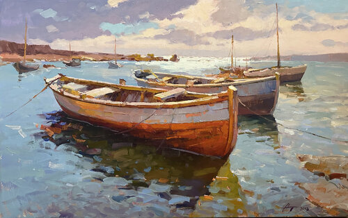 The Silence of the Harbour di Andrei Belaichuk, Pittura in vendita su Singulart