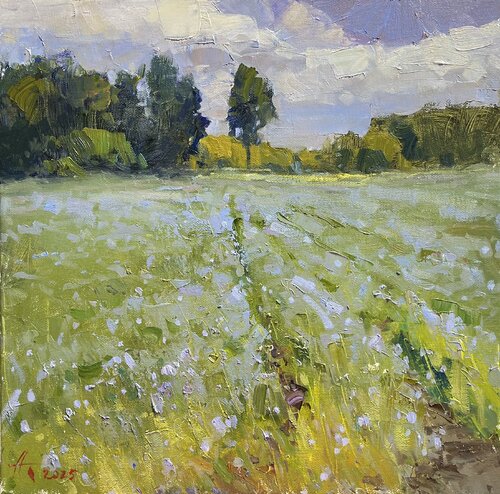 Whispers of the Flax Field di Andrei Belaichuk, Pittura in vendita su Singulart
