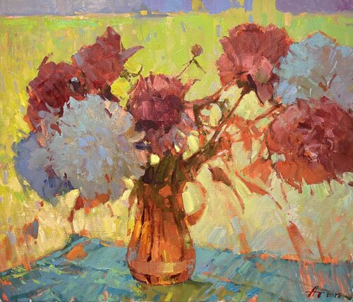 Peonies. Fiery Waltz di Andrei Belaichuk, Pittura in vendita su Singulart
