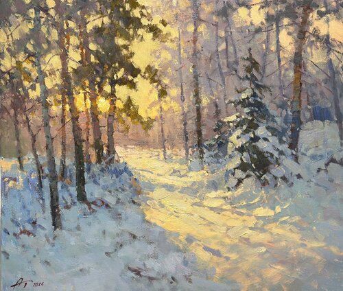 Winter Light in the Forest van Andrei Belaichuk, Schilderij te koop op Singulart