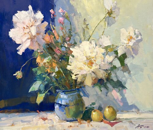 White Peonies de Andrei Belaichuk, Pintura a la venta en Singulart