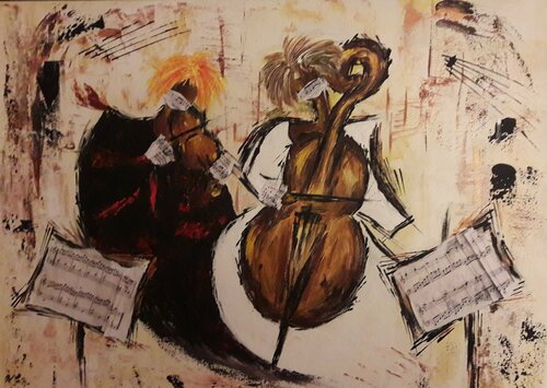 MUSICIENNES EN TEMPS DE COVID von Christiane Guerry, Malerei kaufen auf Singulart