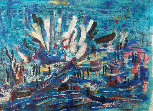 BLUE STORY II von Christiane Guerry, Malerei kaufen auf Singulart