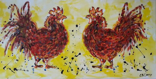 POULES van Christiane Guerry, Schilderij te koop op Singulart