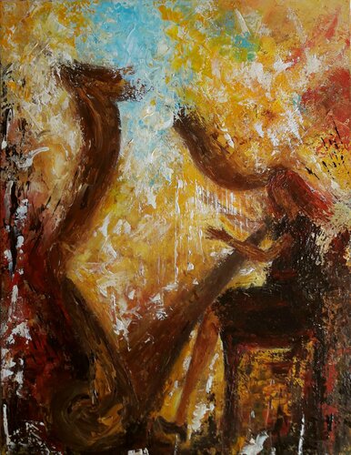 HARPISTE II par Christiane Guerry, Peinture en vente sur Singulart