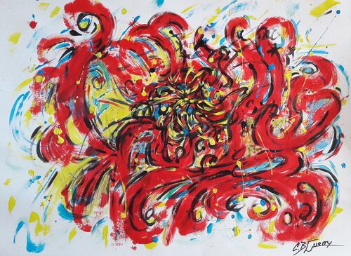 TROIS COULEURS : ROUGE, JAUNE ET BLEU von Christiane Guerry, Werk auf Papier kaufen auf Singulart