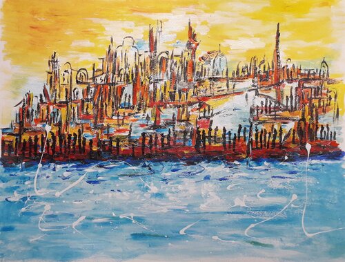 LANDSCAPE IN BLUE AND IN RED von Christiane Guerry, Werk auf Papier kaufen auf Singulart