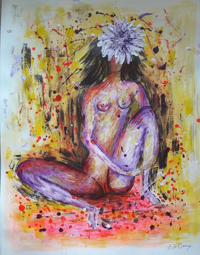 JEUNE FILLE EN FLEUR di Christiane Guerry, Opera su carta in vendita su Singulart