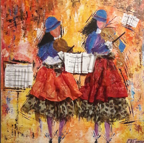 LES BELLES VIOLONISTES par Christiane Guerry, Peinture en vente sur Singulart