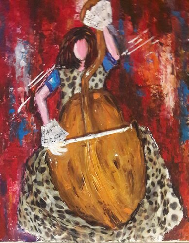 CONTREBASSISTE par Christiane Guerry, Peinture en vente sur Singulart