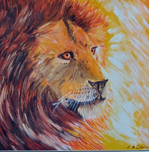 LE LION par Christiane Guerry, Peinture en vente sur Singulart