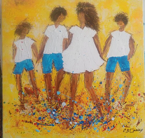 LE BONHEUR EST DANS LE PRE par Christiane Guerry, Peinture en vente sur Singulart