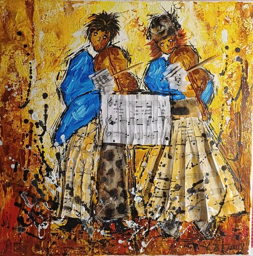 LE COUPLE DE VIOLONISTES par Christiane Guerry, Peinture en vente sur Singulart