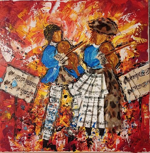 LE COUPLE VIOLONISTES par Christiane Guerry, Peinture en vente sur Singulart