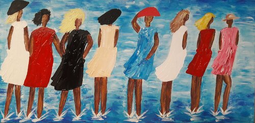 LES FILLES A LA PLAGE di Christiane Guerry, Pittura in vendita su Singulart