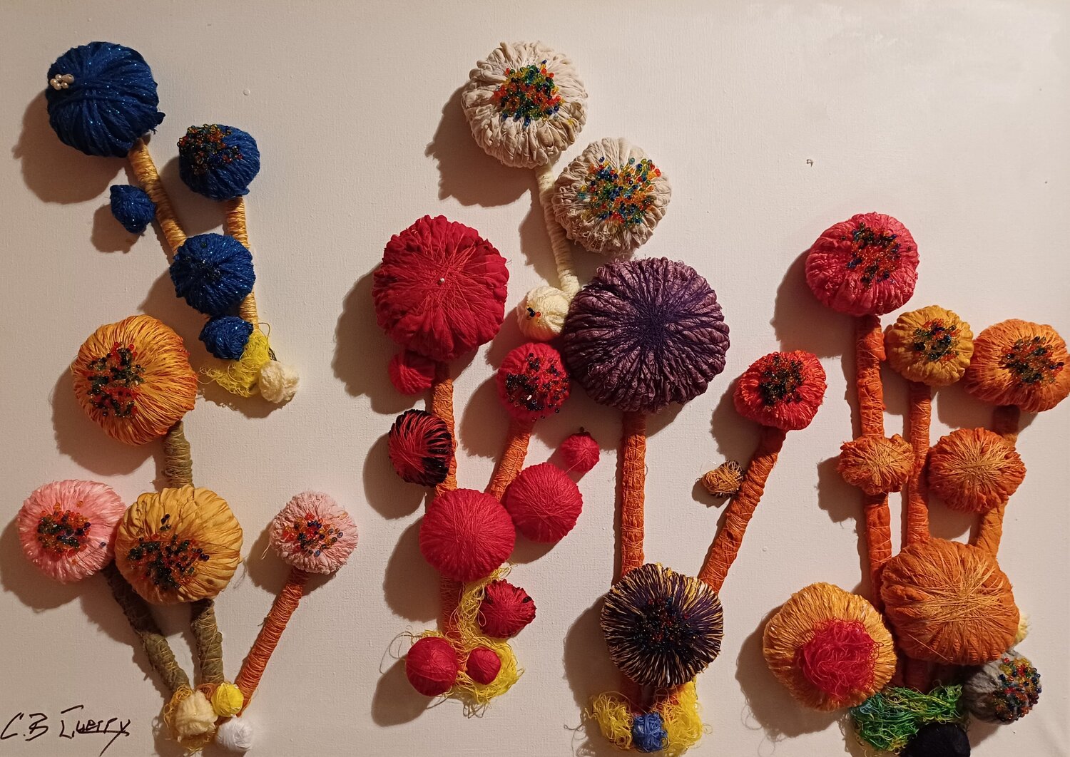 FLEURS DE FILS ET DE LAINE Christiane Guerry Tessile in vendita