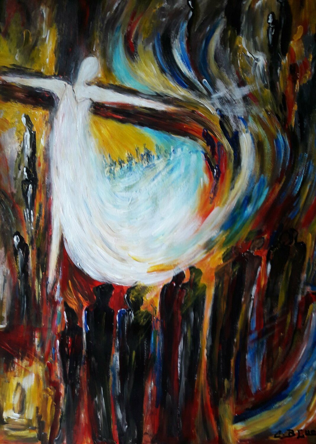 JEUNE FILLE CRUCIFIEE Christiane Guerry Werk auf Papier zu verkaufen