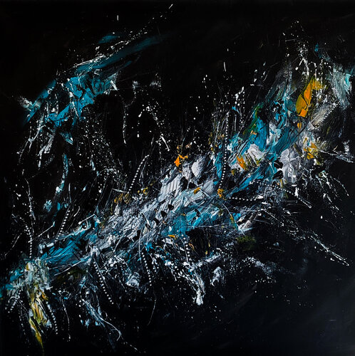 Au bout de l'univers - grand tableau noir van ÂME SAUVAGE, Schilderij te koop op Singulart