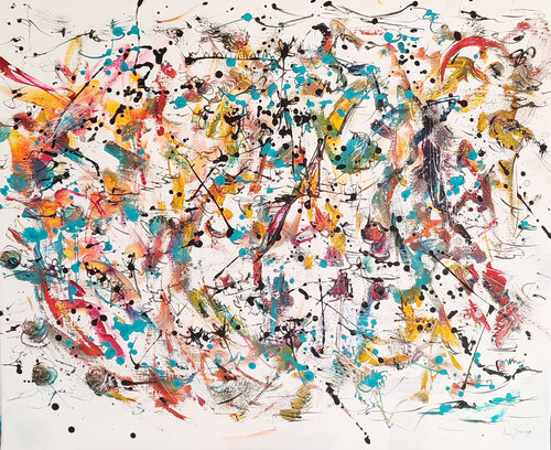 Intrication de particules - tableau multicolore von ÂME SAUVAGE, Malerei kaufen auf Singulart