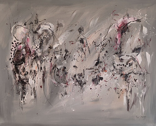 Mélange des genres - tableau gris van ÂME SAUVAGE, Schilderij te koop op Singulart