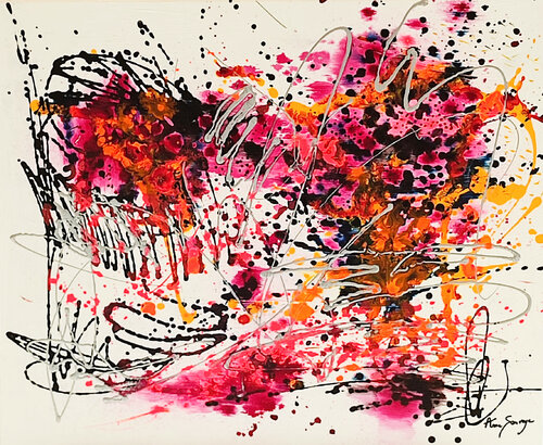 Nuances de roses - tableau abstrait rose van ÂME SAUVAGE, Schilderij te koop op Singulart