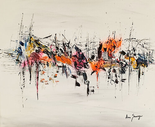 Express - tableau abstrait épuré van ÂME SAUVAGE, Schilderij te koop op Singulart