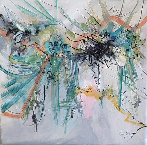 La bataille des lumières - petit tableau abstrait gris von ÂME SAUVAGE, Malerei kaufen auf Singulart