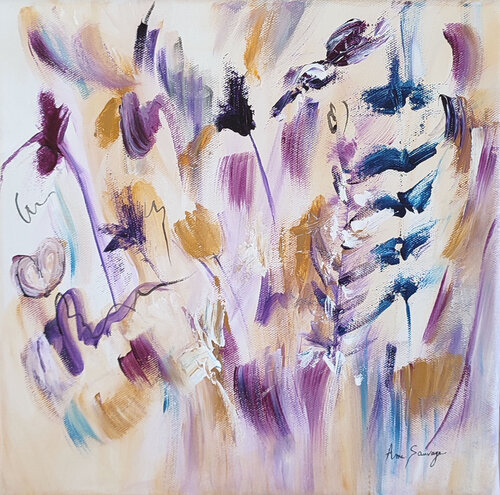 Le serpent cœur - tableau abstrait violet van ÂME SAUVAGE, Schilderij te koop op Singulart