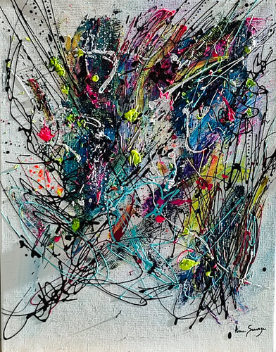 Voir la vie du bon côté - tableau coloré van ÂME SAUVAGE, Schilderij te koop op Singulart