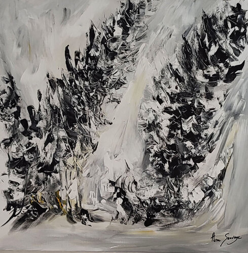 Un spectacle incroyable - tableau gris noir blanc van ÂME SAUVAGE, Schilderij te koop op Singulart