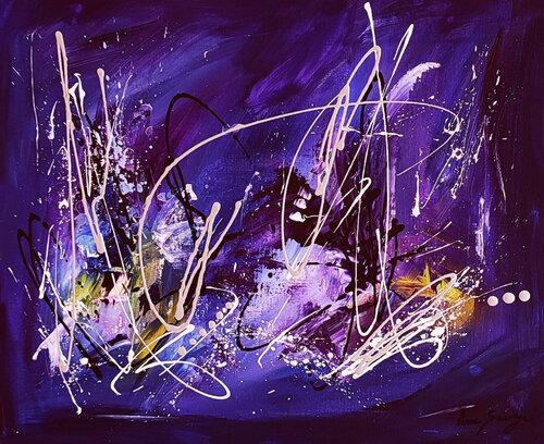 Art galactique - tableau violet abstrait ÂME SAUVAGE