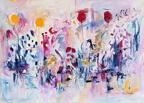 Pays gourmand - petit tableau abstrait coloré ÂME SAUVAGE