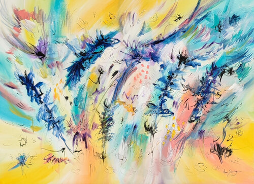Fleurs aériennes - peinture abstraite colorée von ÂME SAUVAGE, Malerei kaufen auf Singulart