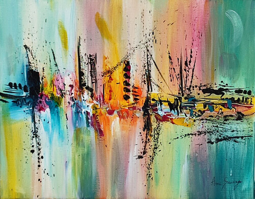 La ville arc-en ciel di ÂME SAUVAGE, Pittura in vendita su Singulart