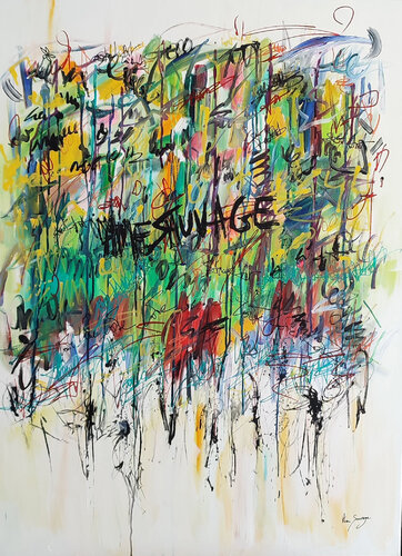 Graffitis - tableau street art grand format de ÂME SAUVAGE, Pintura a la venta en Singulart