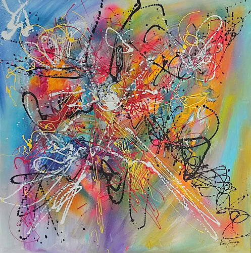Danse infinie - tableau multicolore grand format di ÂME SAUVAGE, Pittura in vendita su Singulart