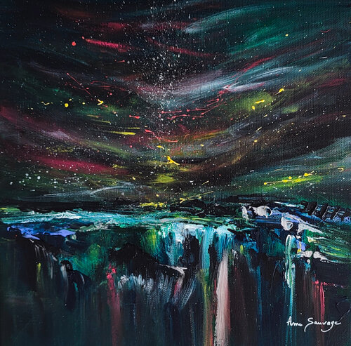 Tempête céleste- tableau abstrait coloré et noir von ÂME SAUVAGE, Malerei kaufen auf Singulart