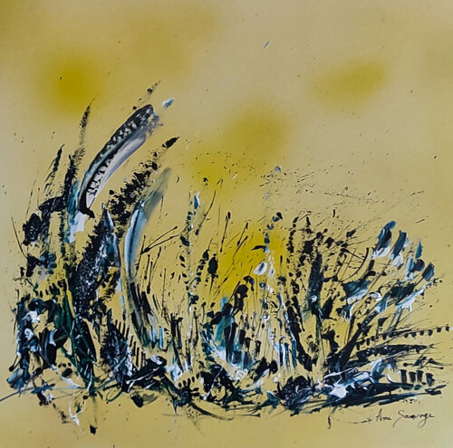 Les êtres solaires - tableau jaune di ÂME SAUVAGE, Altri media in vendita su Singulart
