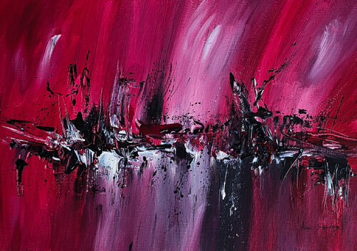 Le bolide - tableau rouge noir blanc de ÂME SAUVAGE, Pintura a la venta en Singulart