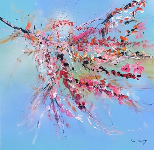 L'arbre et le ciel - tableau branche d'arbre en fleurs et nature de ÂME SAUVAGE, Pintura a la venta en Singulart